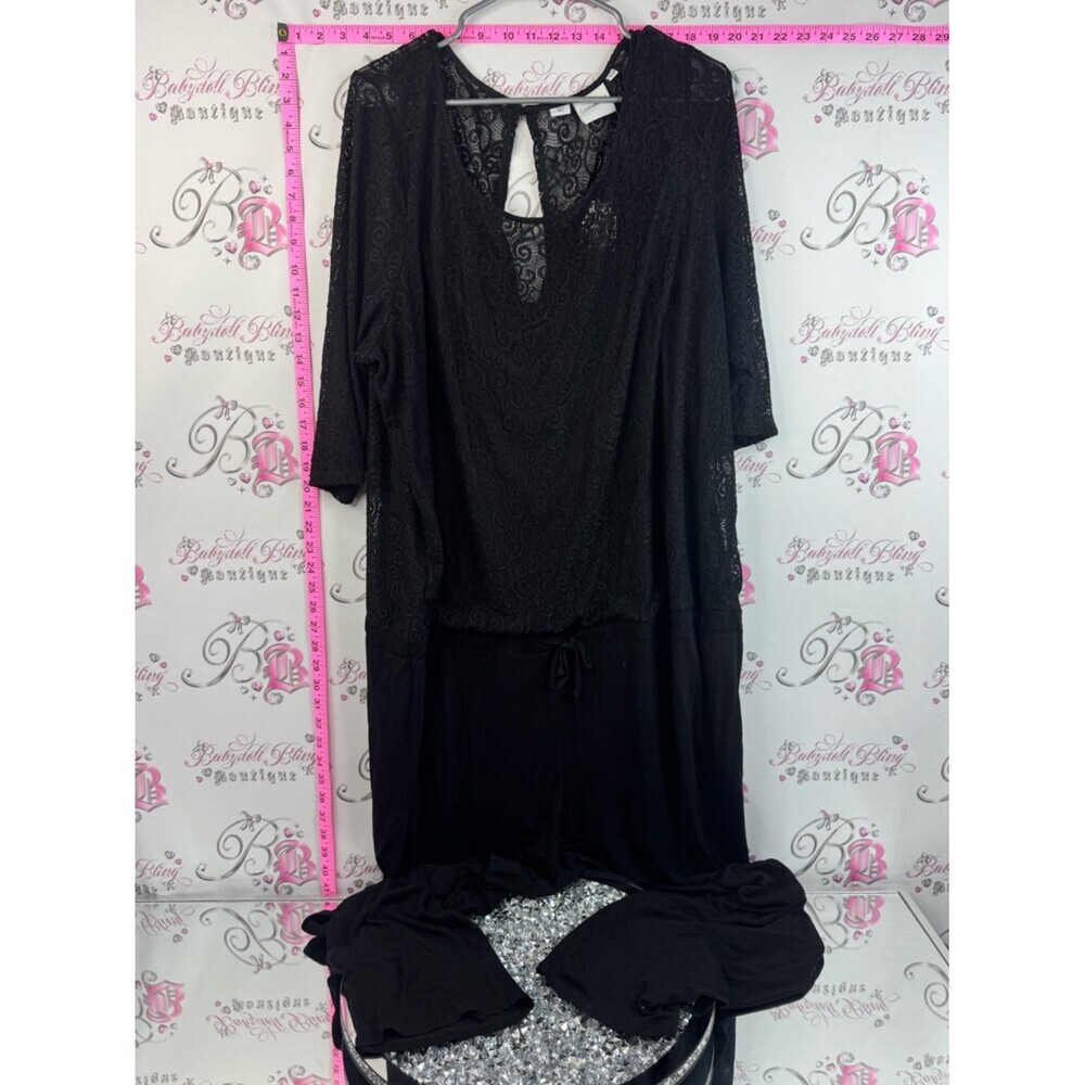 Junarose jumpsuit pants suit onesie Black Lace Overlay Dress with Keyhole Back